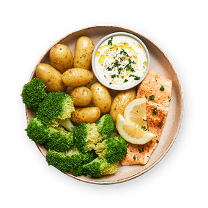 herby-salmon-with-steamed-potatoes-and-veggies