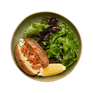 Air Fryer Smoked Salmon Loaded Potatoes