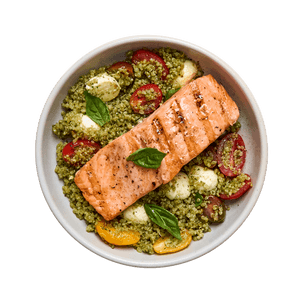 grilled-salmon-with-caprese-quinoa-salad