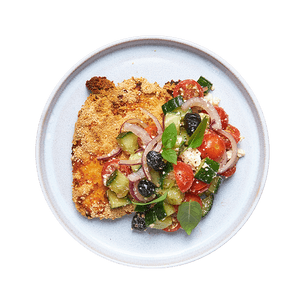 baked-crispy-chicken-with-greek-salad