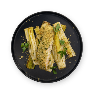 crispy-breaded-salmon-with-roasted-leeks