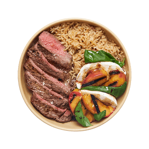 grilled-steak-with-peach-caprese-salad