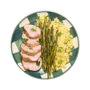 pork-tenderloin-with-herby-couscous-and-green-beans