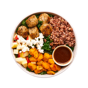 salade-bowl-aux-boulettes-de-dinde-courge-et-chevre-frais
