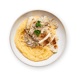 poulet-creme-de-champignons-et-polenta