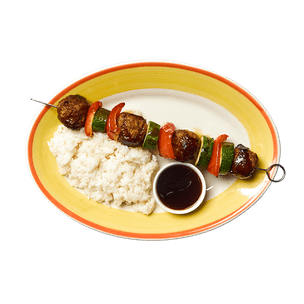 teriyaki-meatball-skewers-with-rice
