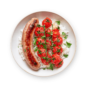 sausage-with-rice-and-roasted-tomatoes