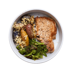 pork-chop-with-cheesy-pesto-potatoes-and-broccoli