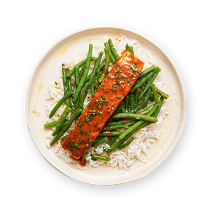 saumon-bbq-haricots-verts-et-riz