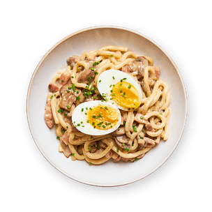udon-a-la-creme-de-champignons-lardons-et-oeuf-mollet