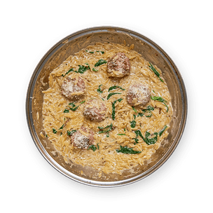 creamy-orzo-et-meatball-skillet