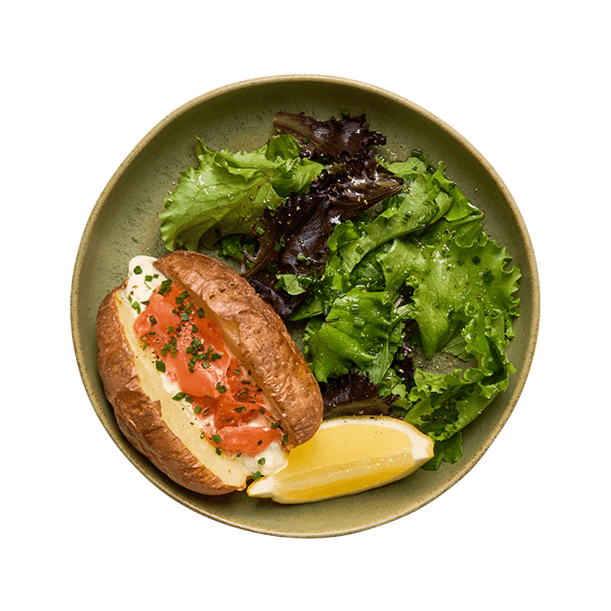 Air Fryer Smoked Salmon Loaded Potatoes