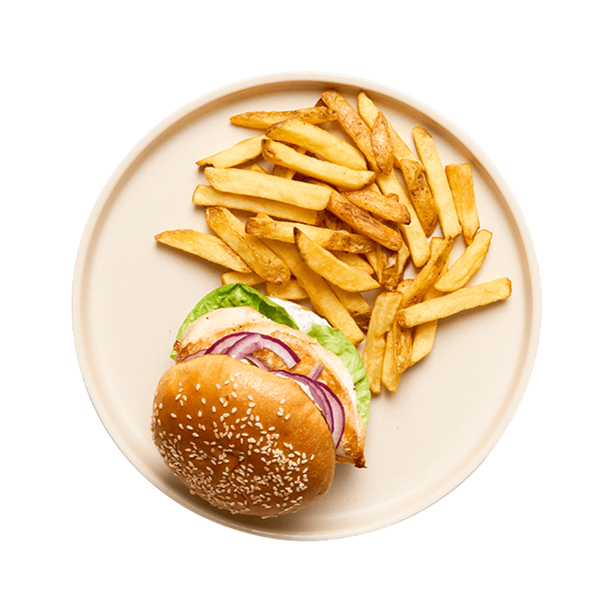 Greek-Style Chicken Burger & Fries