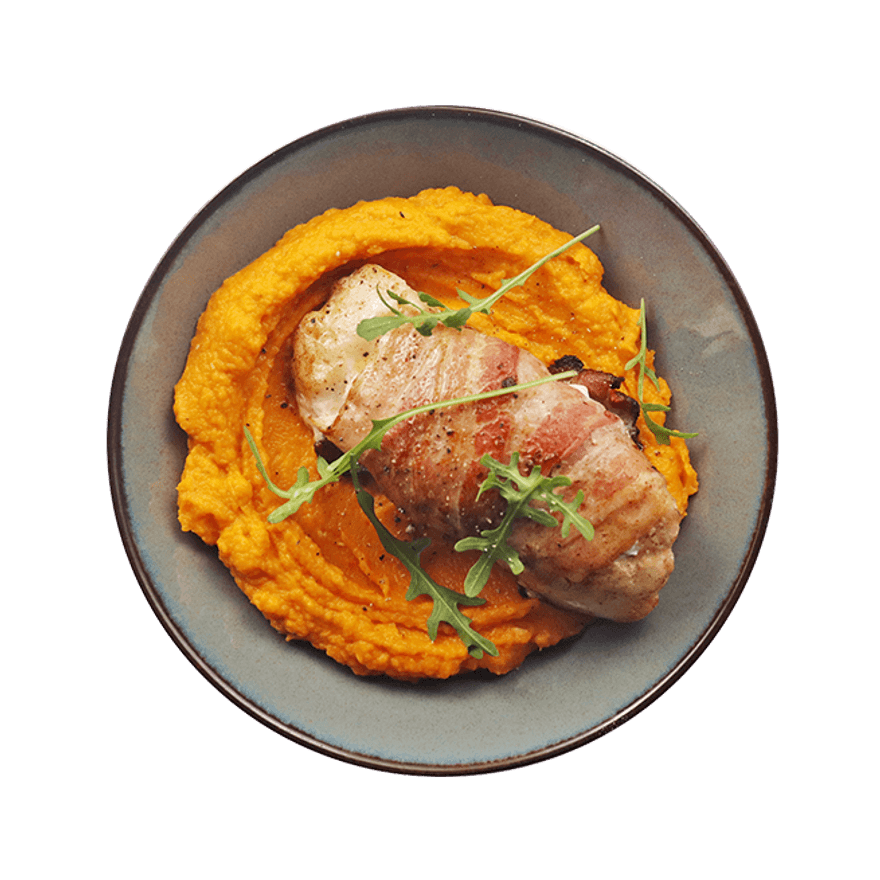 Bacon-Wrapped Cod & Butternut Purée