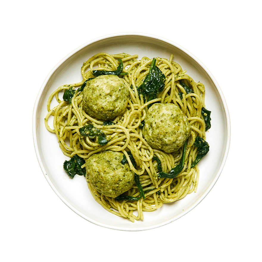 Pasta & Chicken Pesto Meatballs