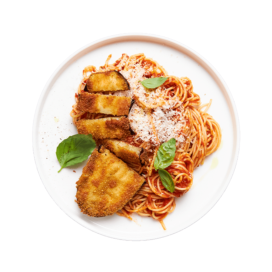 Eggplant Milanese with Spaghetti