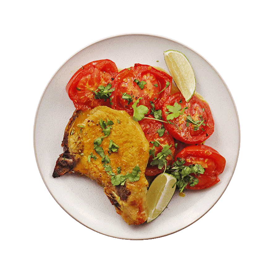Pork Chops with Turmeric & Tomatoes