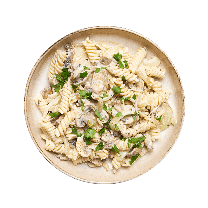 Pâtes crémeuses au four & champignons