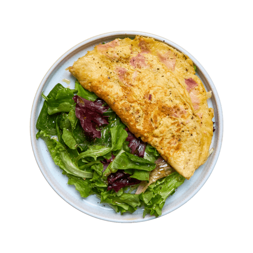 Omelette jambon fromage