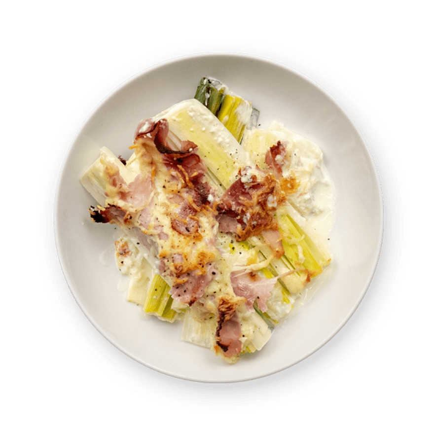 Poireaux gratinés au jambon