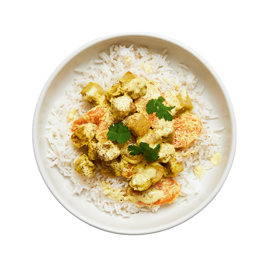 Tofu curry lait de coco, carotte & riz