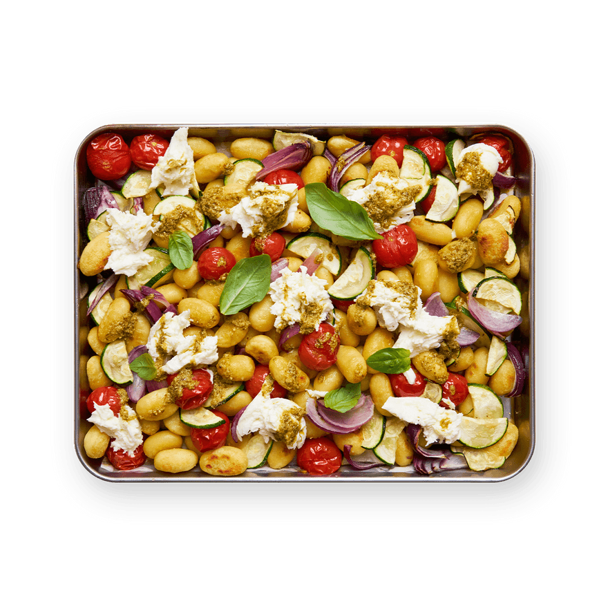 Gnocchi Sheet Tray with Veggies & Pesto