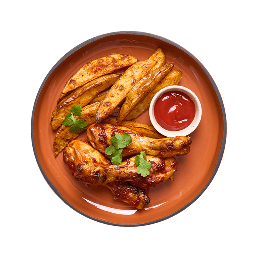 Marinated Chicken Drumsticks with Potato Wedges