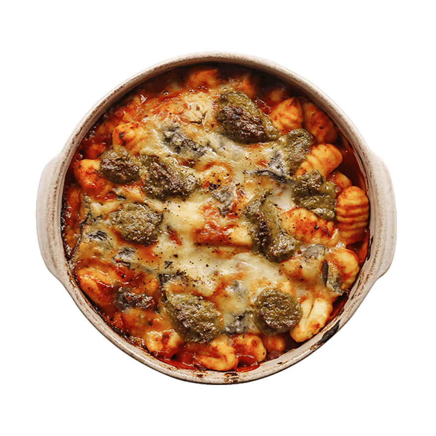 Baked Pesto & Gorgonzola Gnocchi