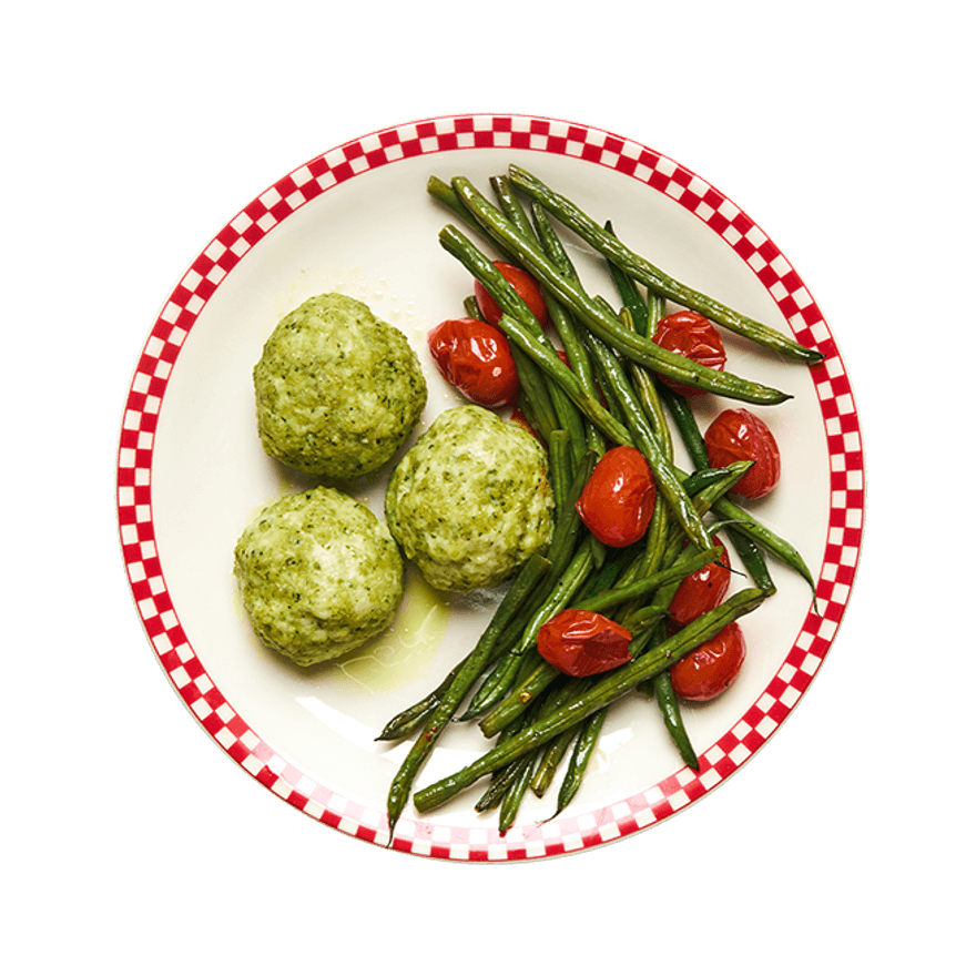 Chicken Pesto Meatballs with Roasted Veggies