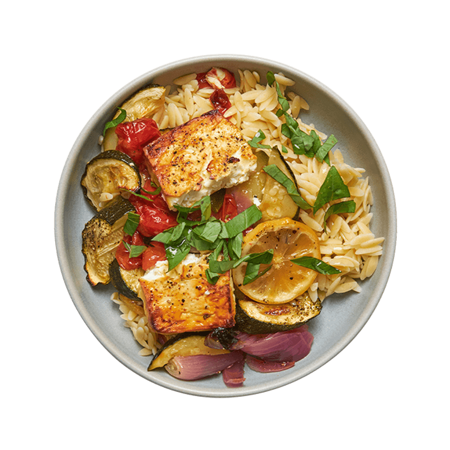 Roasted Veggies with Feta & Orzo