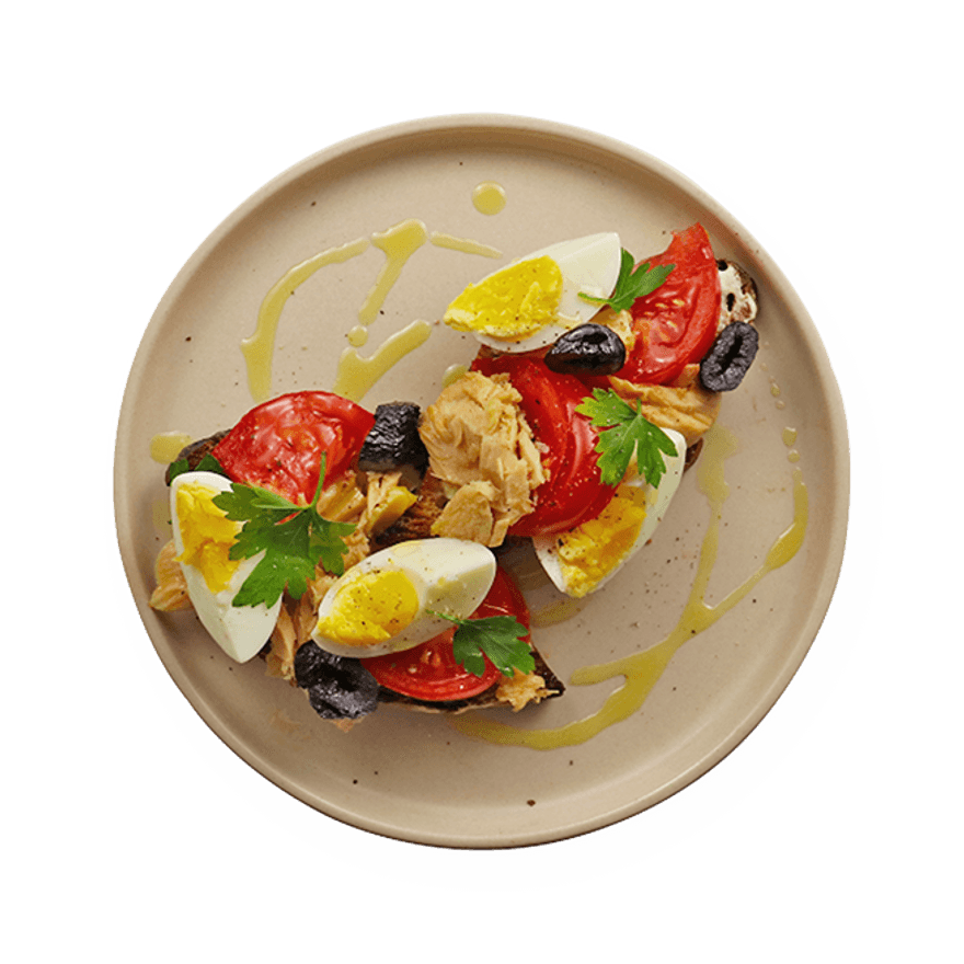 Tuna, Tomato & Egg Bruschetta