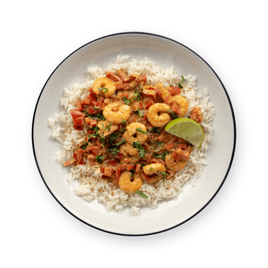 Curry rouge de scampis au lait de coco