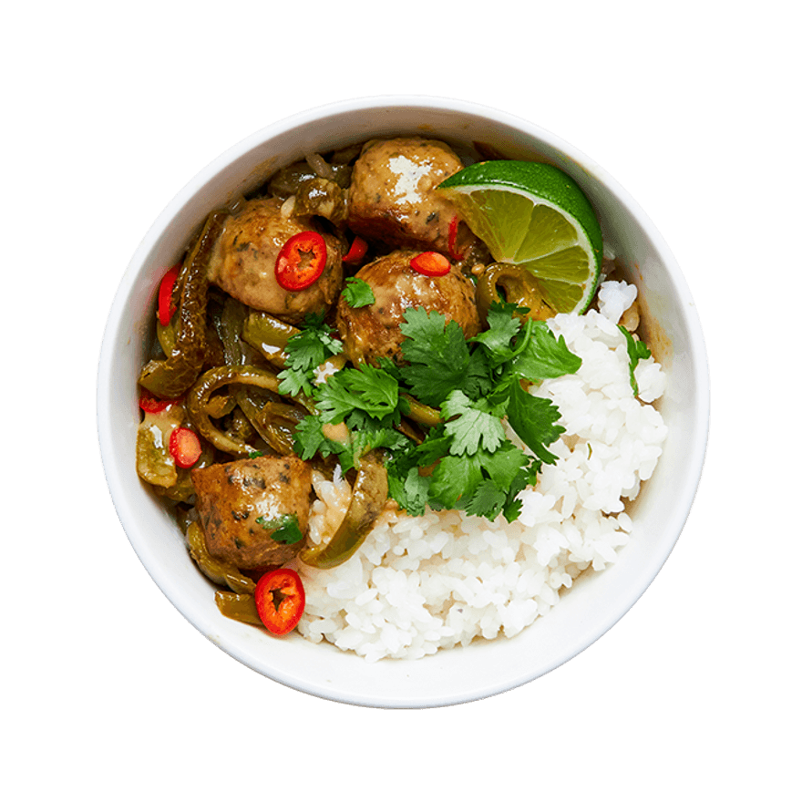 Green Thai Curry Meatballs With Rice