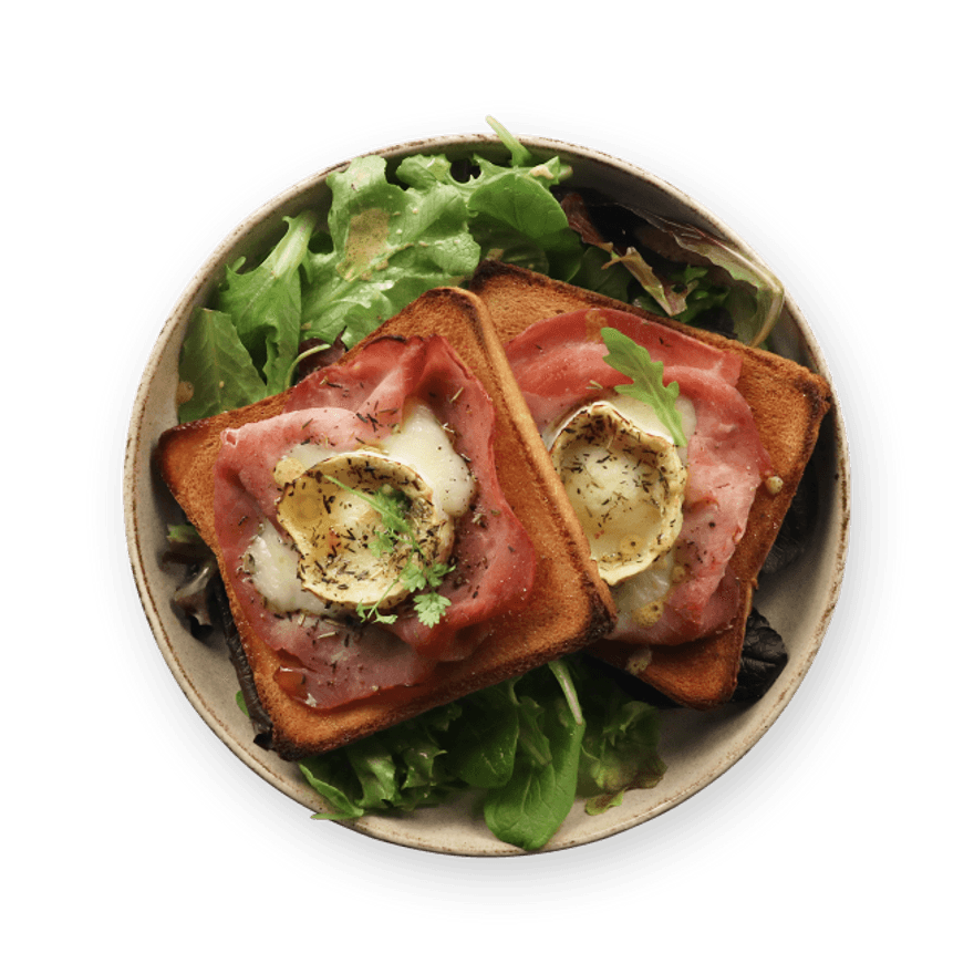 Ham & Goat Cheese Toast with Salad