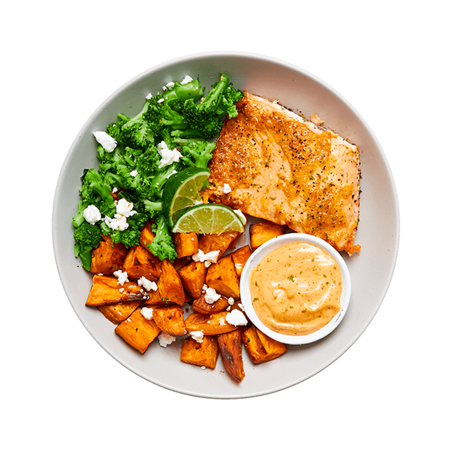 Chipotle-Lime Salmon, Sweet Potatoes & Broccoli