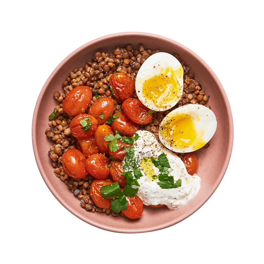 Savory Lentil Salad with Soft Boiled Egg