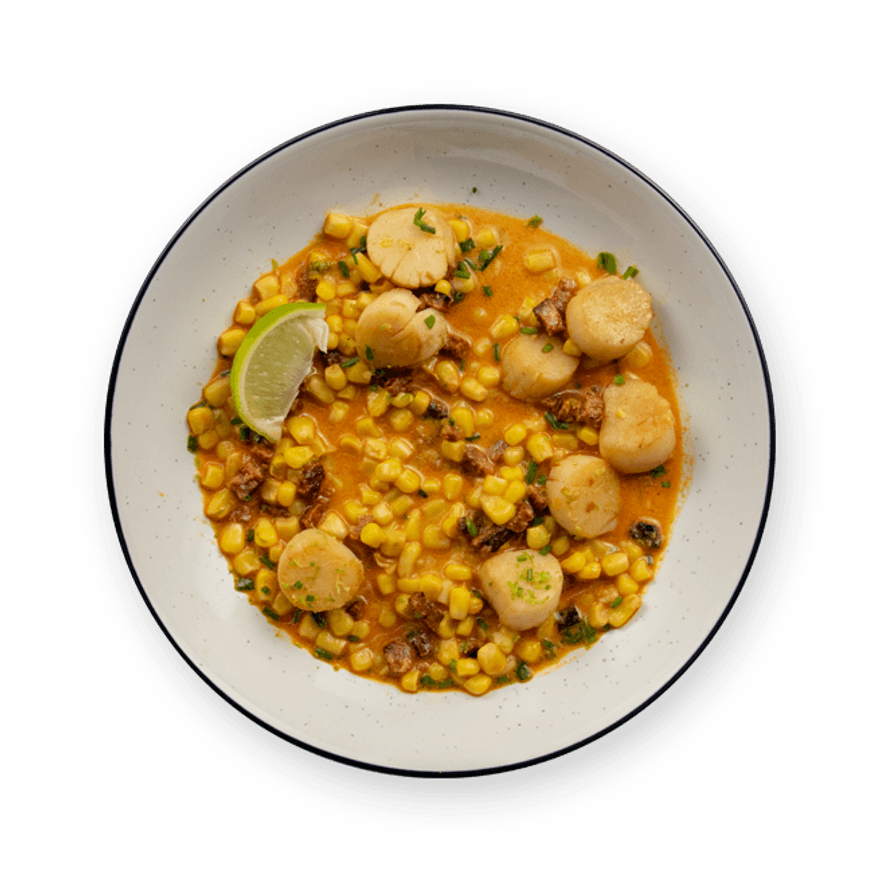 Scallops with Corn & Chorizo