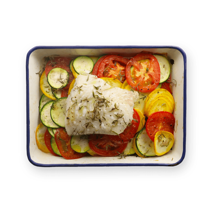 Roasted Cod, Tomato & Zucchini