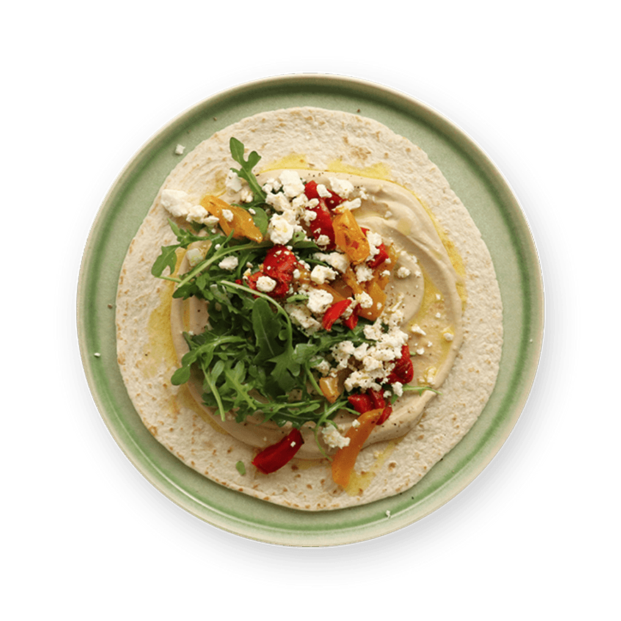 Roasted Vegetable Hummus Wraps with Feta - She Likes Food