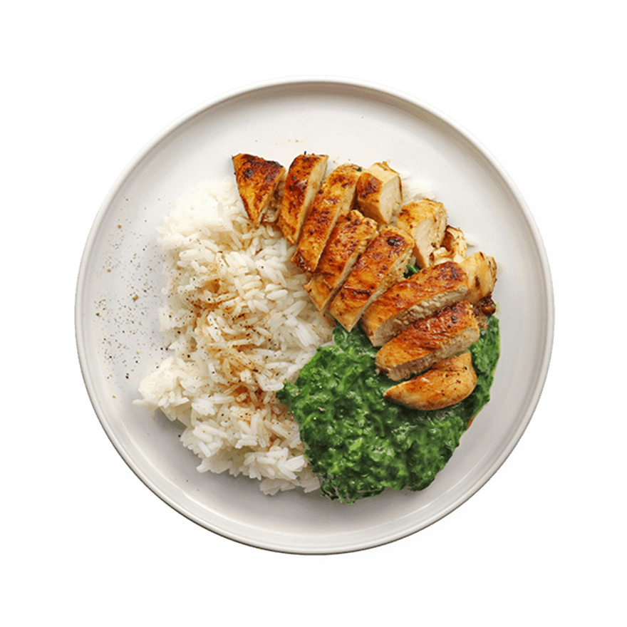 Chicken with Creamed Spinach & Rice