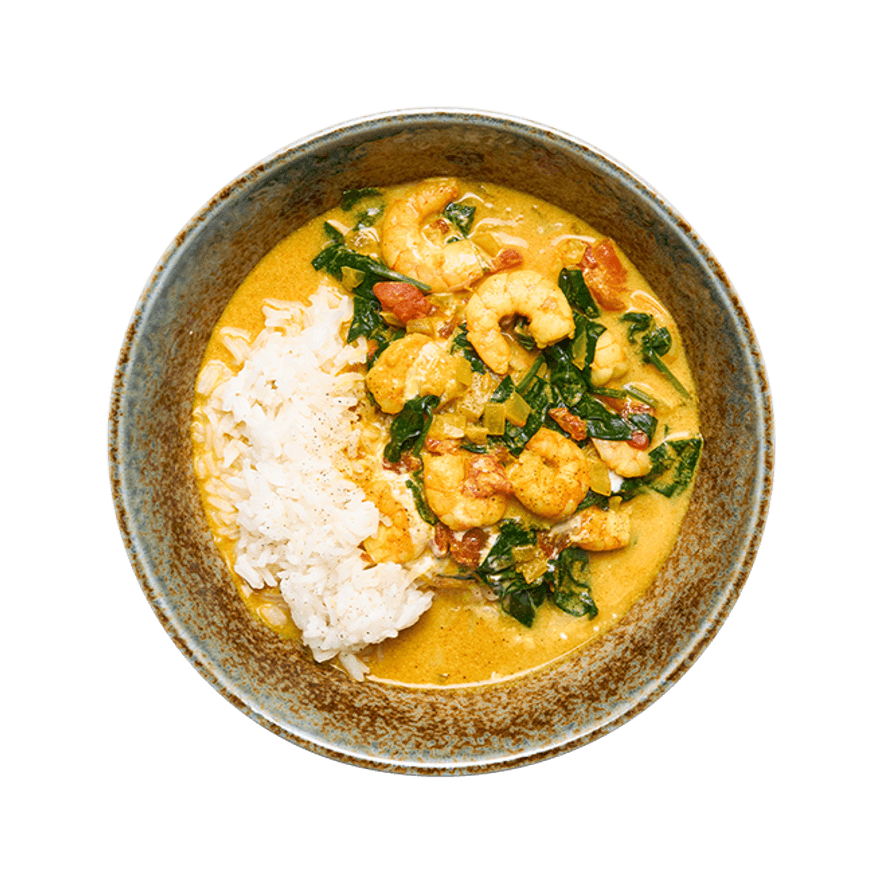 Shrimp Curry with Spinach & Rice