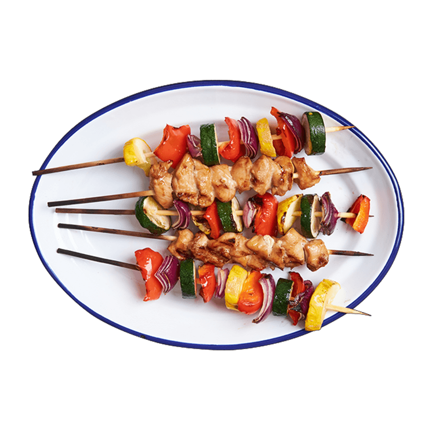 Grilled Teriyaki Chicken & Veggie Skewers
