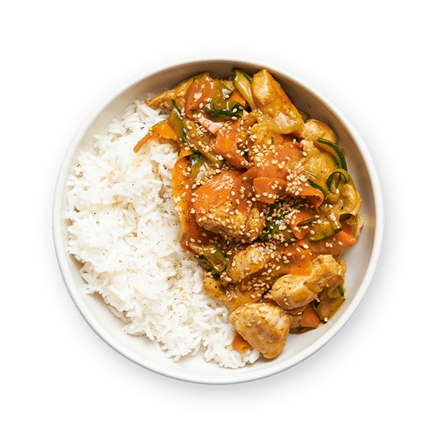 Veggie & Chicken Stir Fry with Peanut Sauce