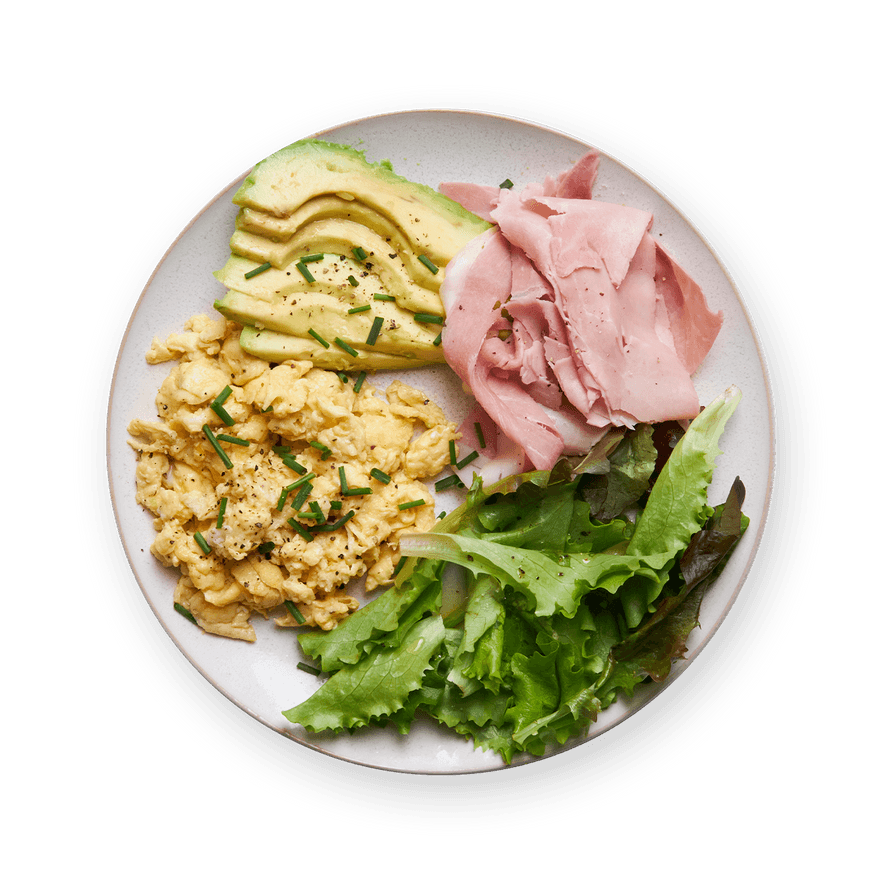 Scrambled Eggs with Ham & Avocado