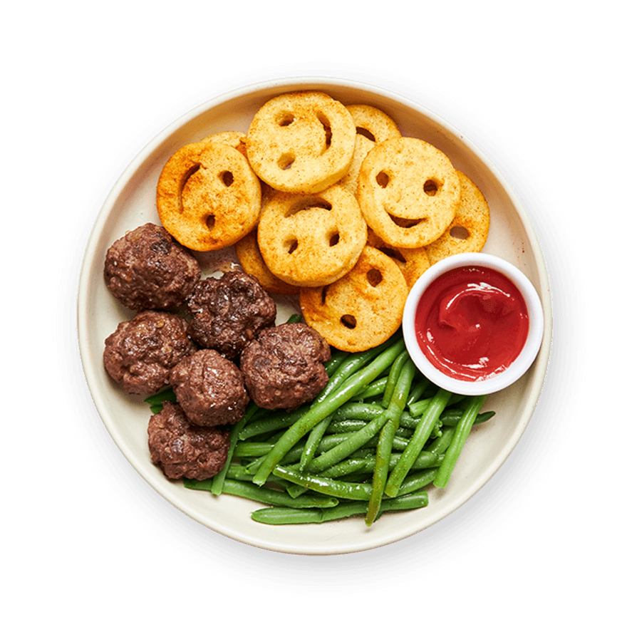 Meatballs with Fries & Green Beans