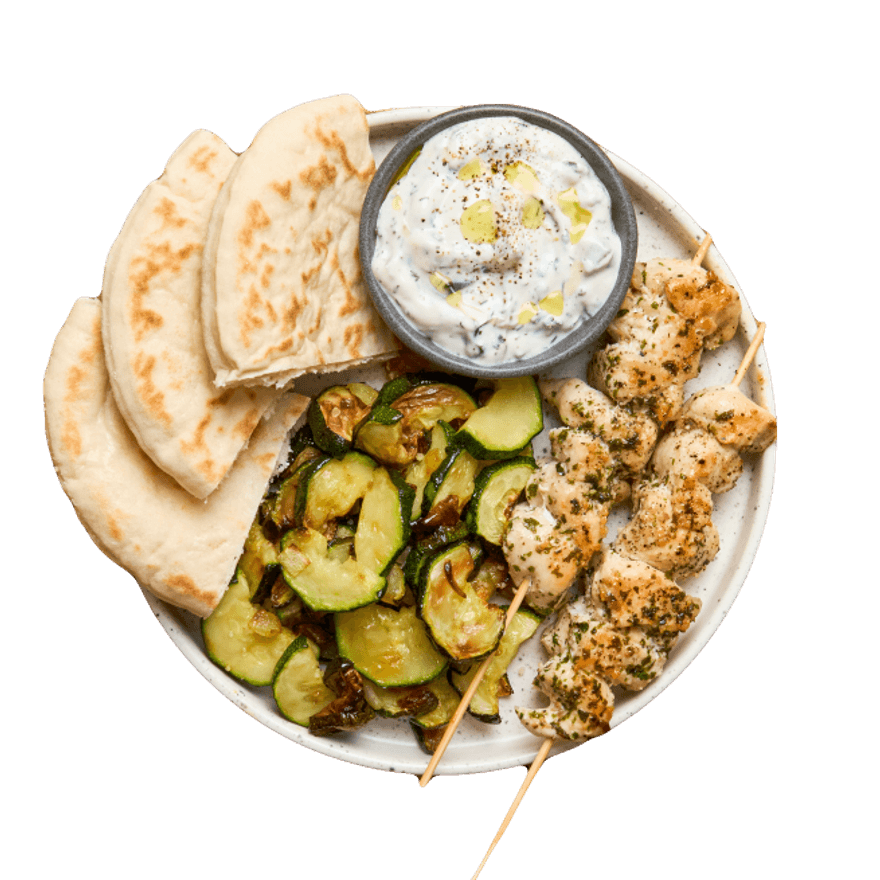 Chicken Skewers with Zucchini & Pita Bread