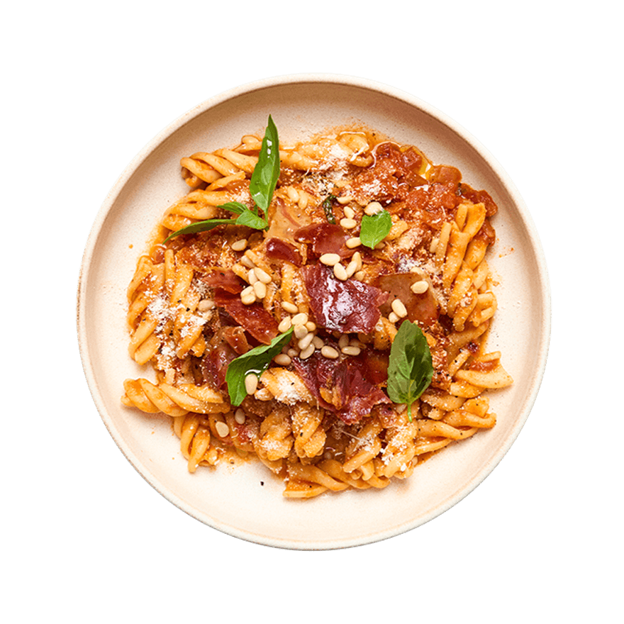 Creamy Tomato Pasta with Crispy Prosciutto