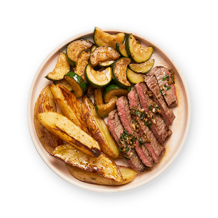 Garlic Herb Steak, Potatoes & Zucchini