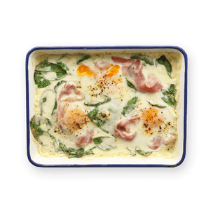 Creamy Baked Eggs with Spinach & Bacon