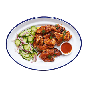 Hot Honey Chicken Wings with Cucumber Salad